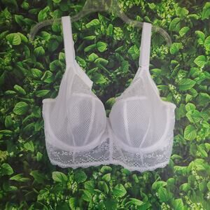 Elomi Charley Lace Longline Underwire Bra White Full Figure 40H EL4381
